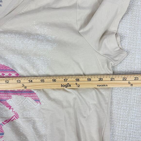 Womens Flamingo V Neck Beige T-Shirt 5 Stars Size XXL - Picture 5 of 6